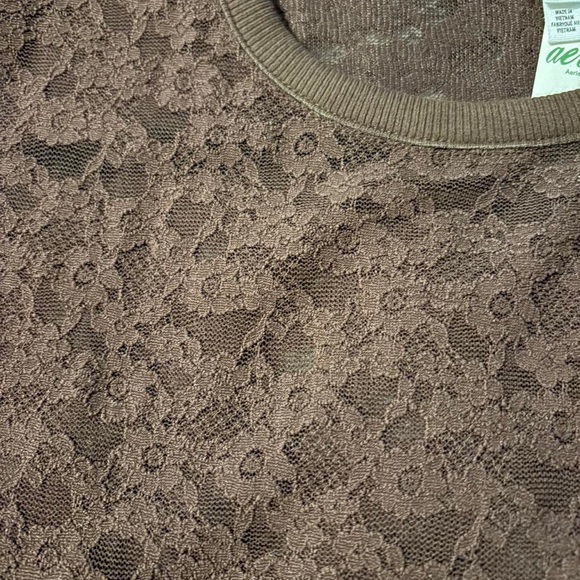 Apt. 9 Women's Short Sleeve Lace Tee - Chocolate - Picture 2 of 3